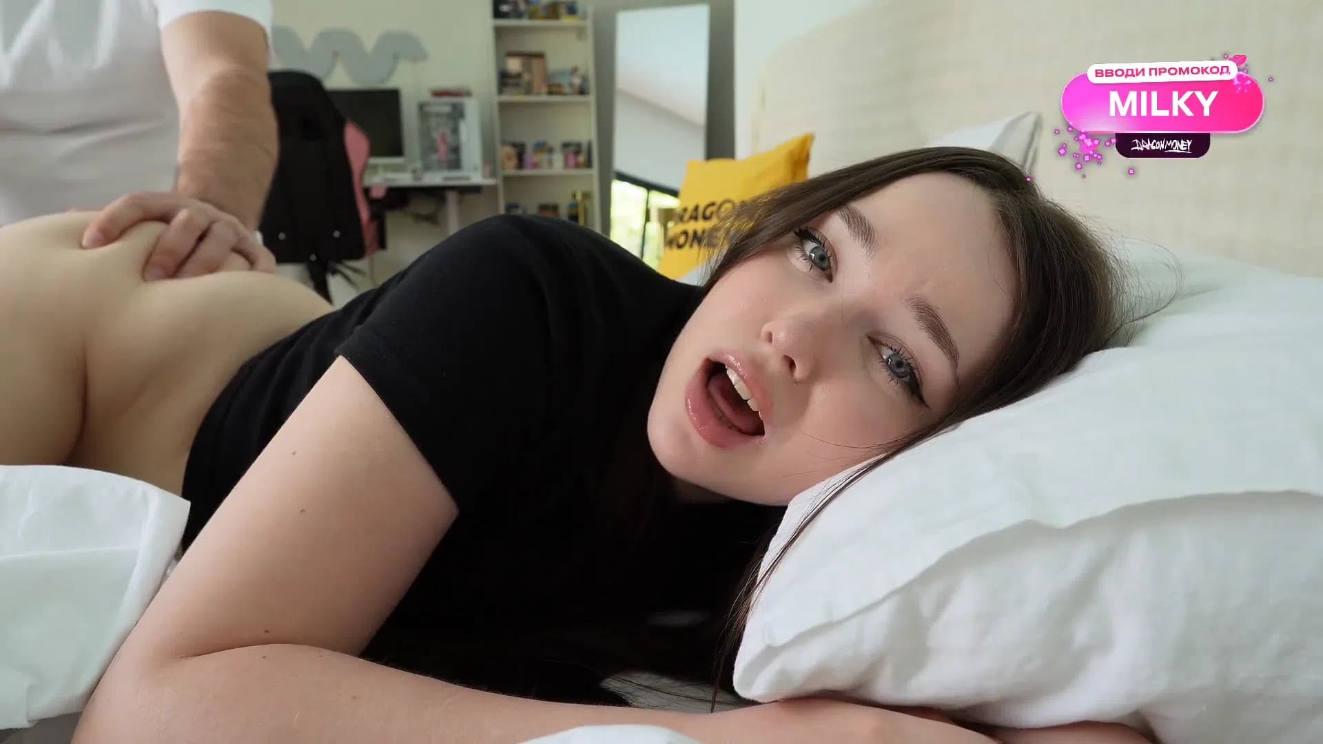 Bonnie Blaze - His Stepsister Pretends To Be Asleep While He Wakes Her Up With Cock